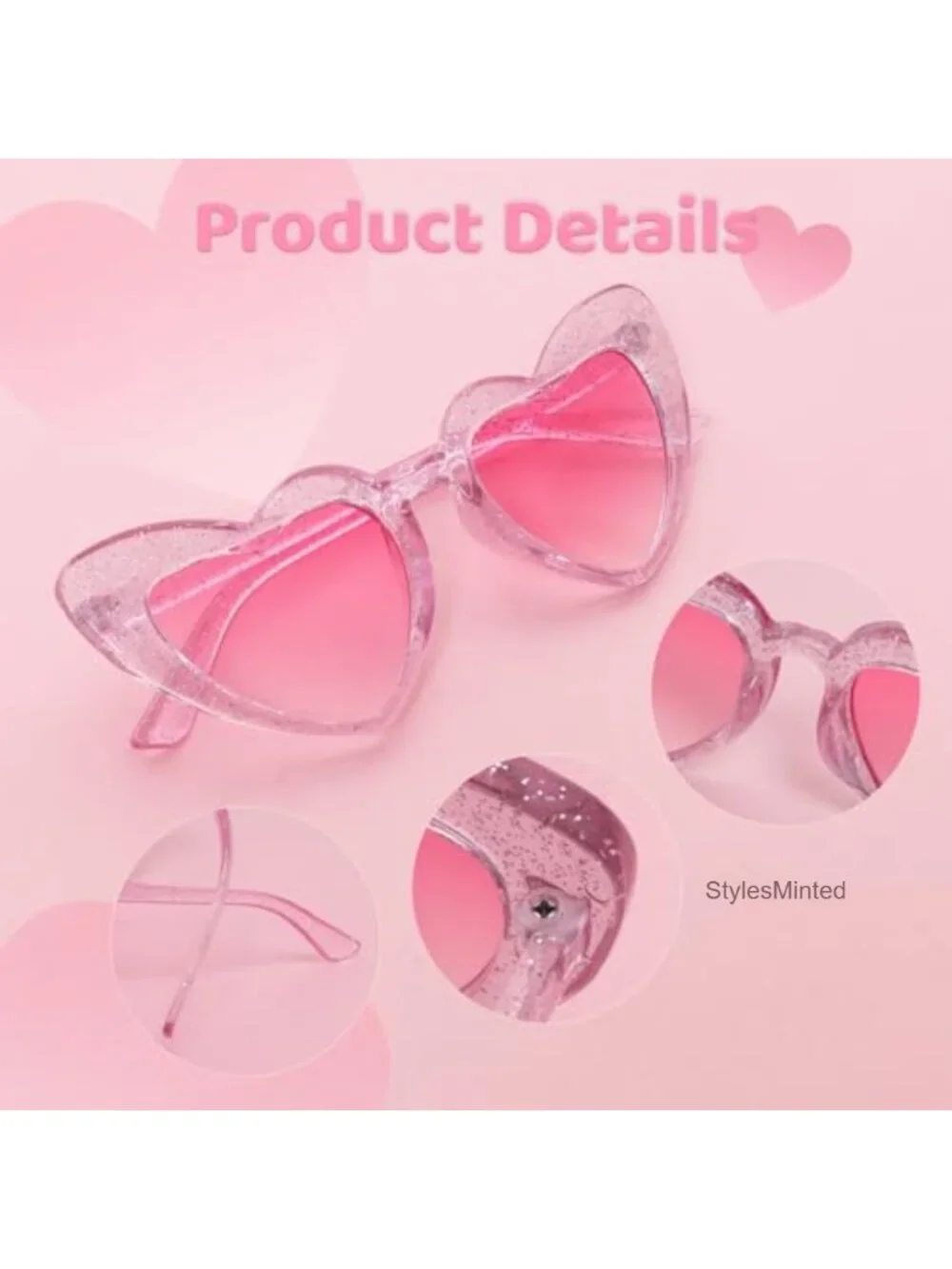 3-Pack Kids Sunglasses Set Heart Flower Bow UV400 Protection